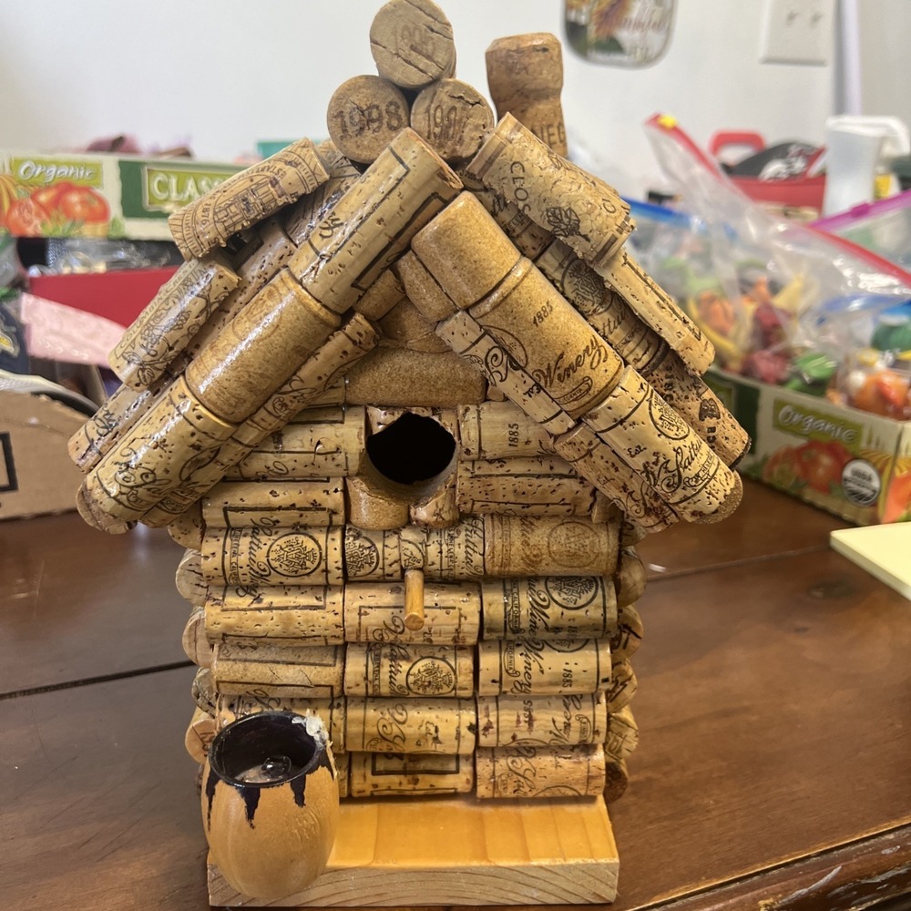 Wine Cork Birdhouse Rustic Handmade Decor